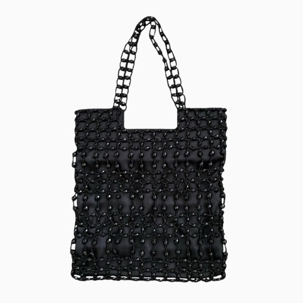 Vintage Giorgio Beverly Hills Black Silk Beaded Bag